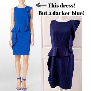 Calvin Klein Ruffle Dress Navy Blue